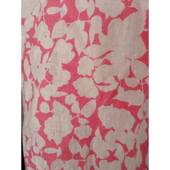 Charter Club 100% Linen Button Up Shirt Coral Pink Floral White Long Sleeve L - Picture 3 of 10